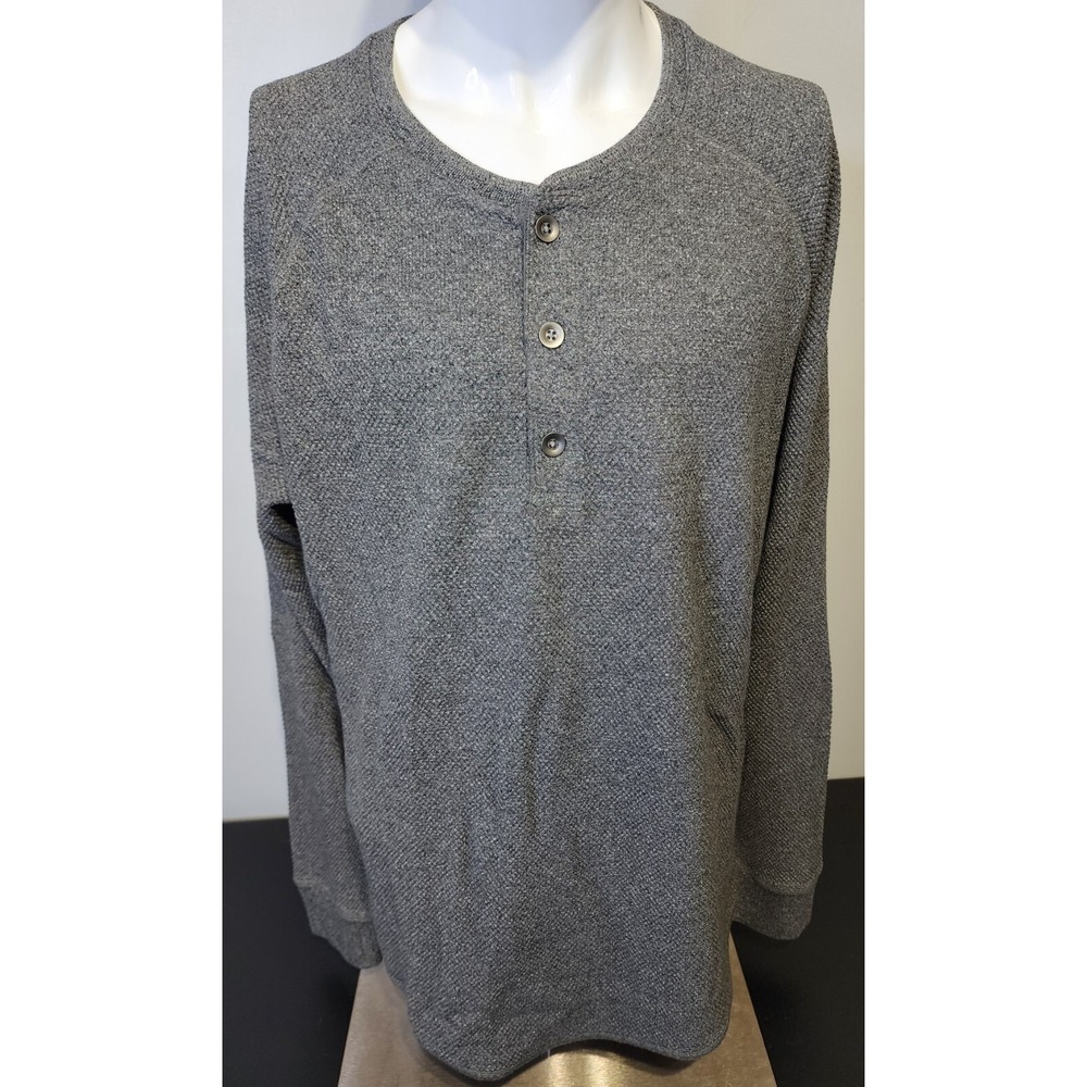 Banana Republic Mens Size XL Pullover SweaterGray Quarter Button Crew Neck Shirt